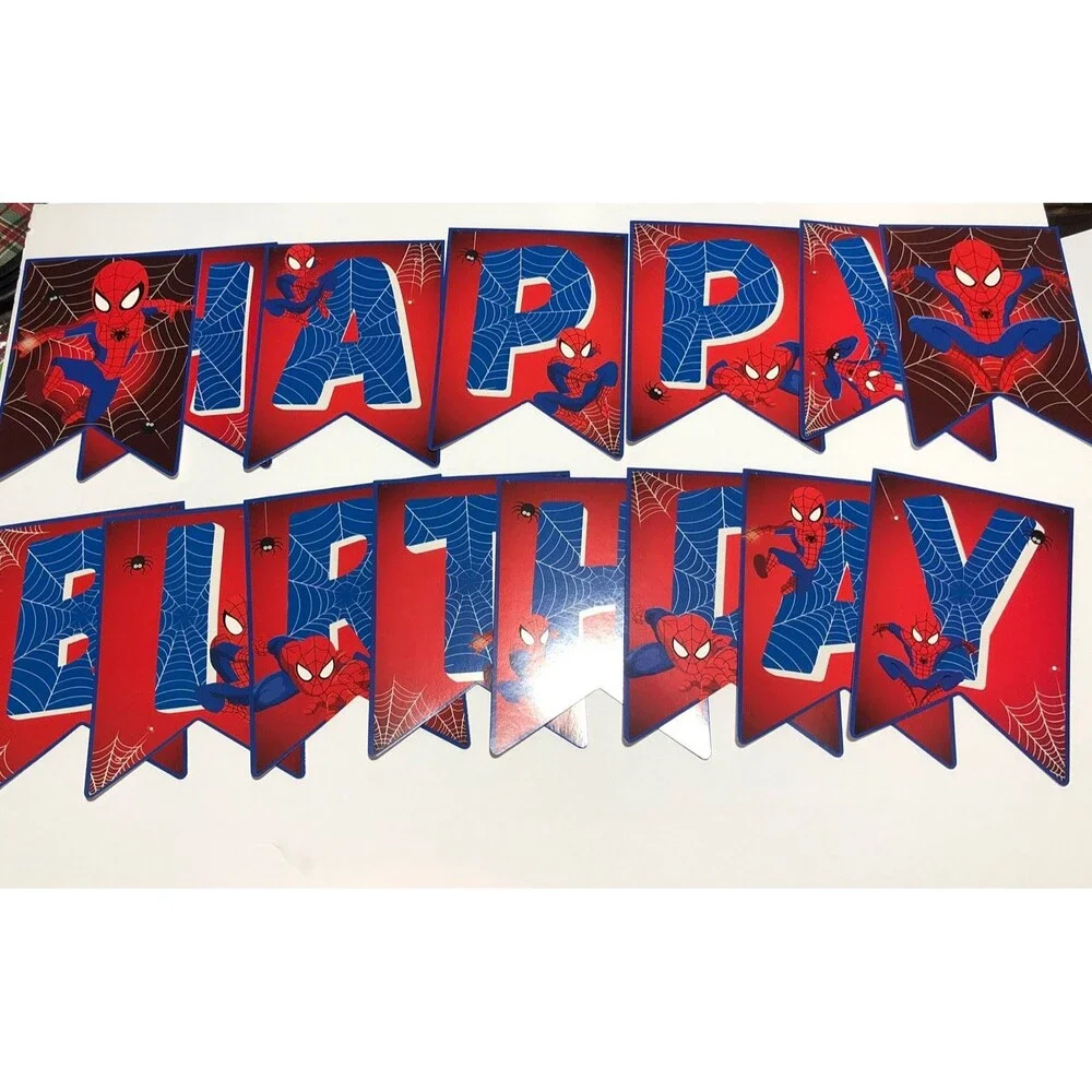 Spiderman And Super Heroes Birthday Banner + Table Toppers